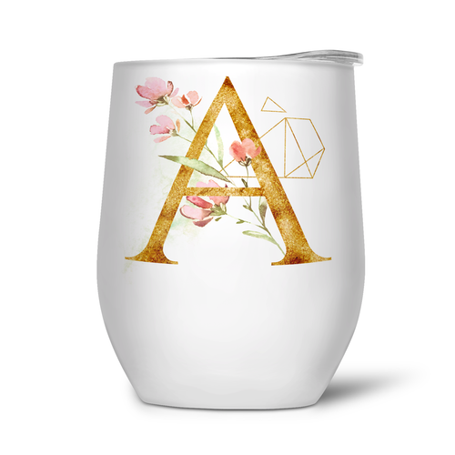 Geometric Gold and Floral Initial