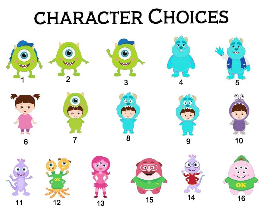 monsters inc characters drawings