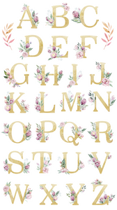 Gold and Floral Initial