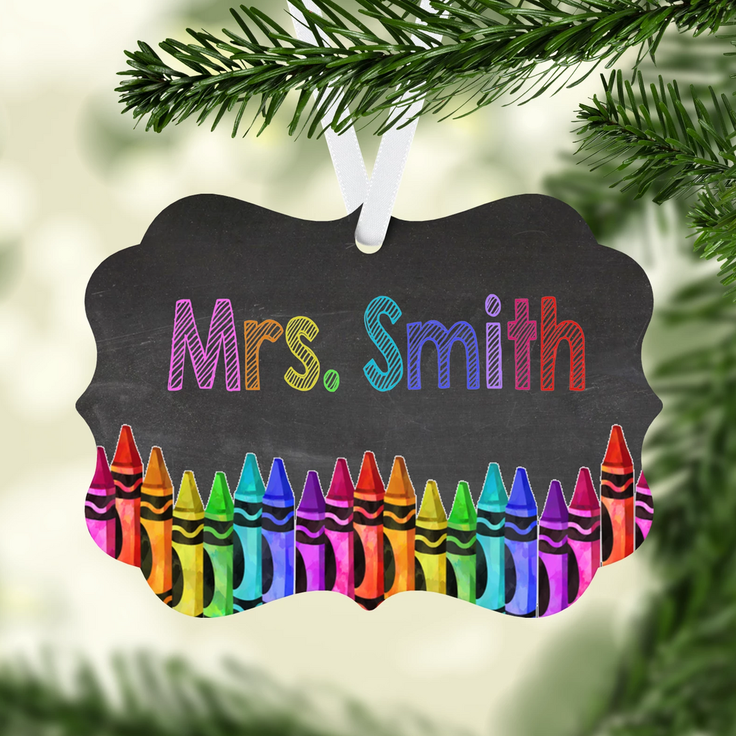 Teacher Crayons Ornament in black