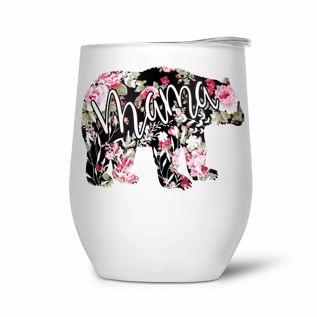 Mama Bear with Black and Pink Roses