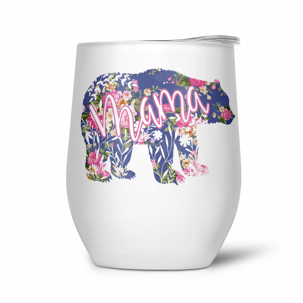 Mama Bear with Blue and Pink Roses