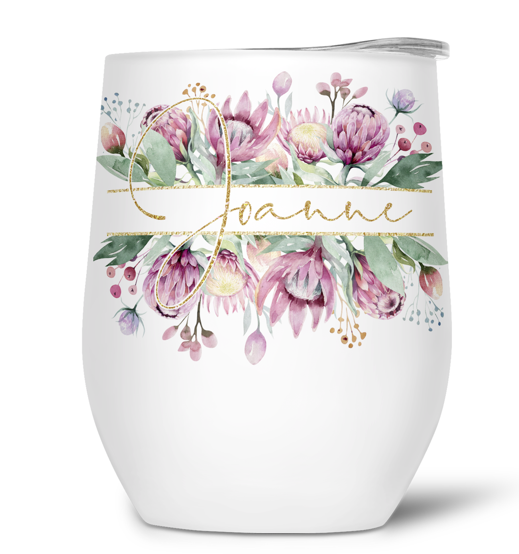 Split Floral with Gold Name